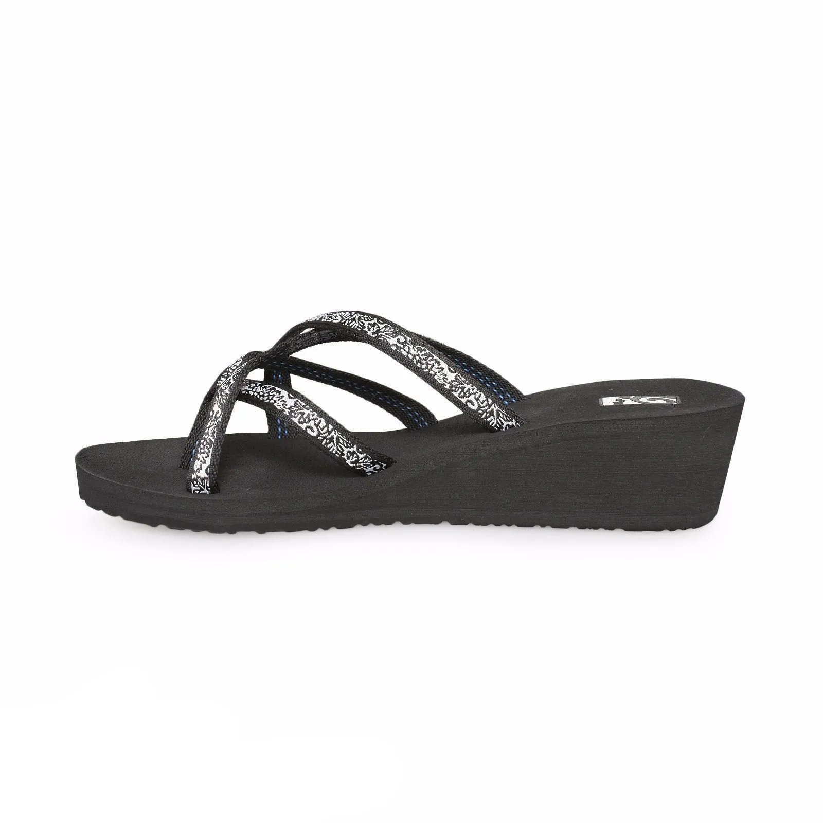 Teva Mush Mandalyn Wedge Ola 2 Fleur Black / White Flip Flops