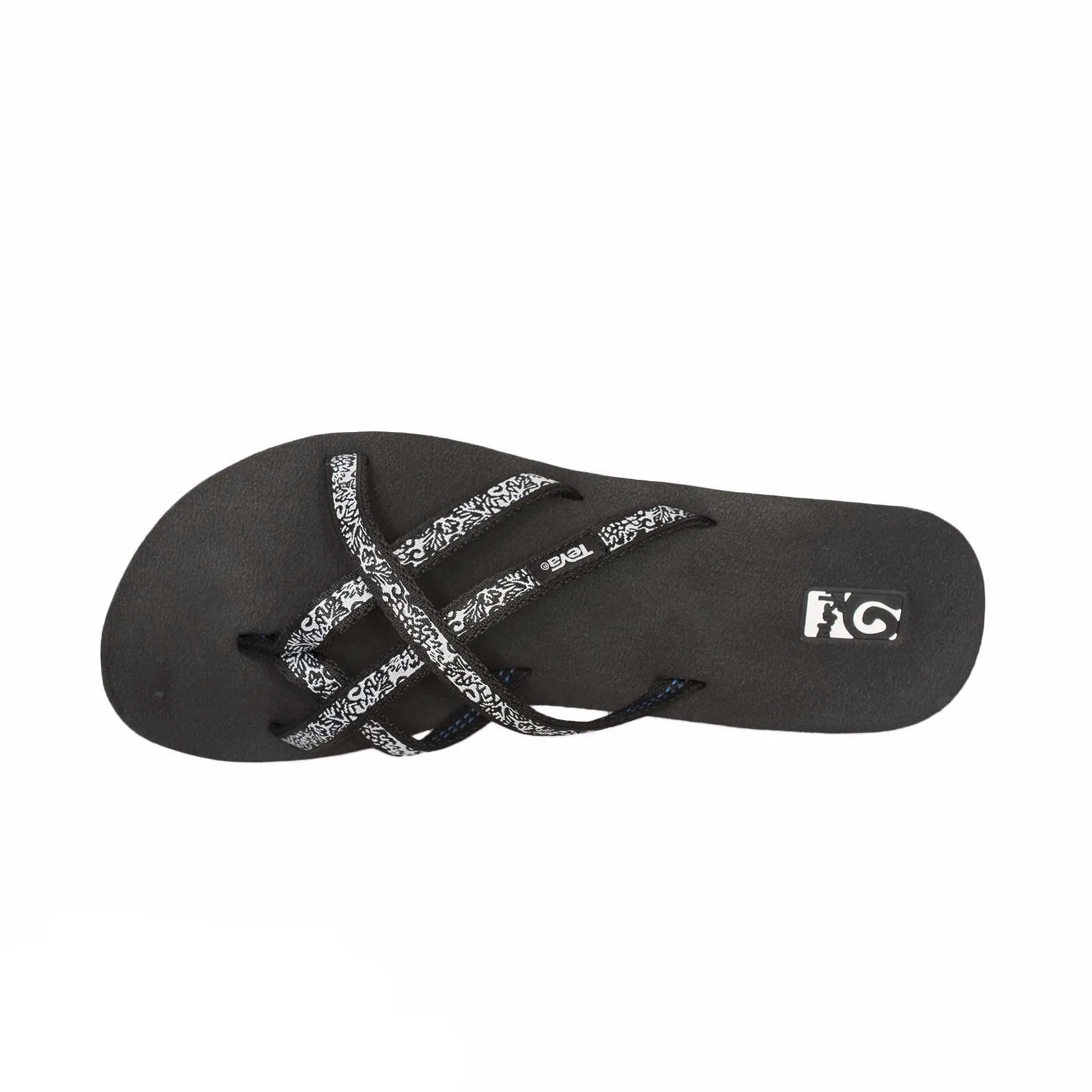 Teva Mush Mandalyn Wedge Ola 2 Fleur Black / White Flip Flops