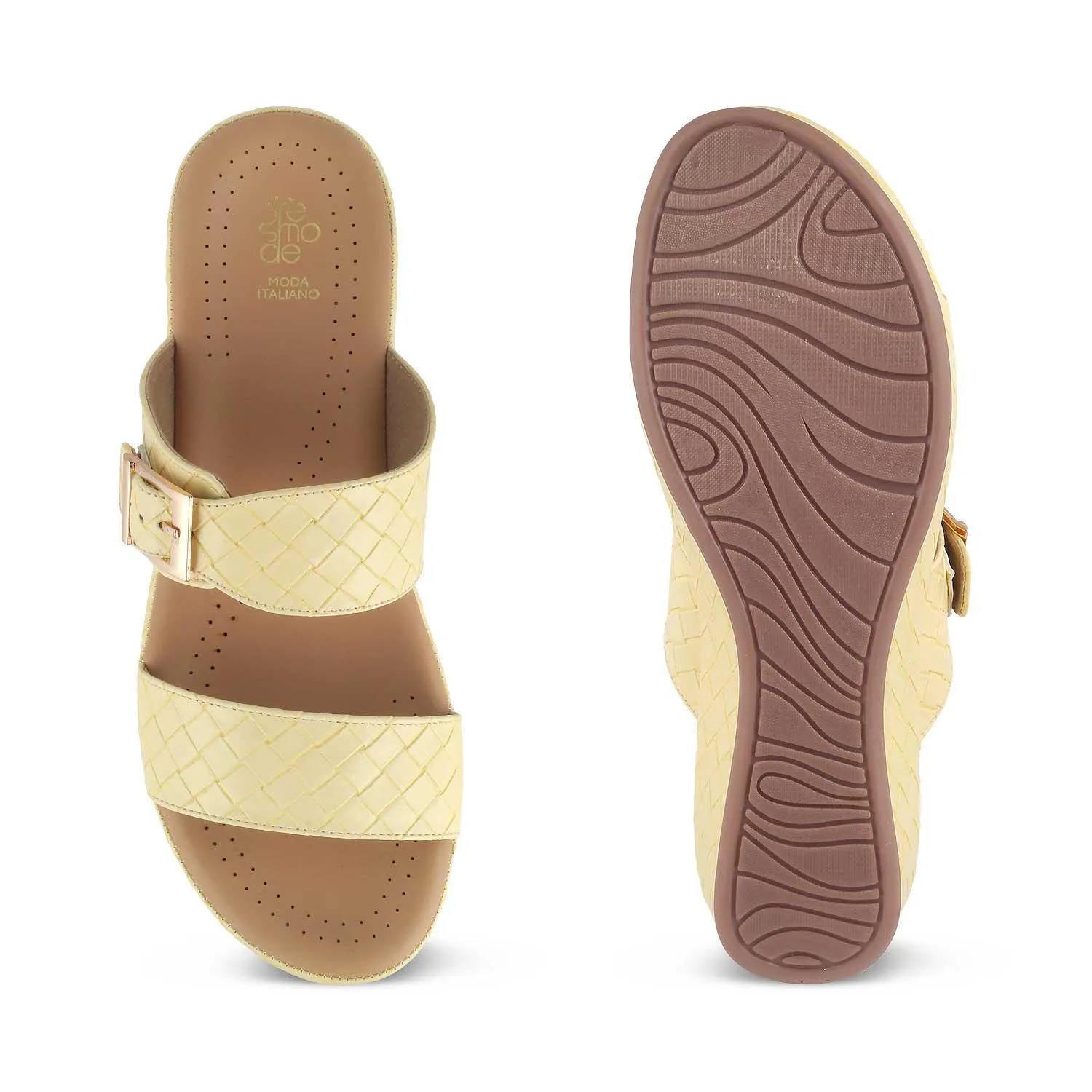 The Argos Yellow Women's Casual Wedge Sandals Tresmode