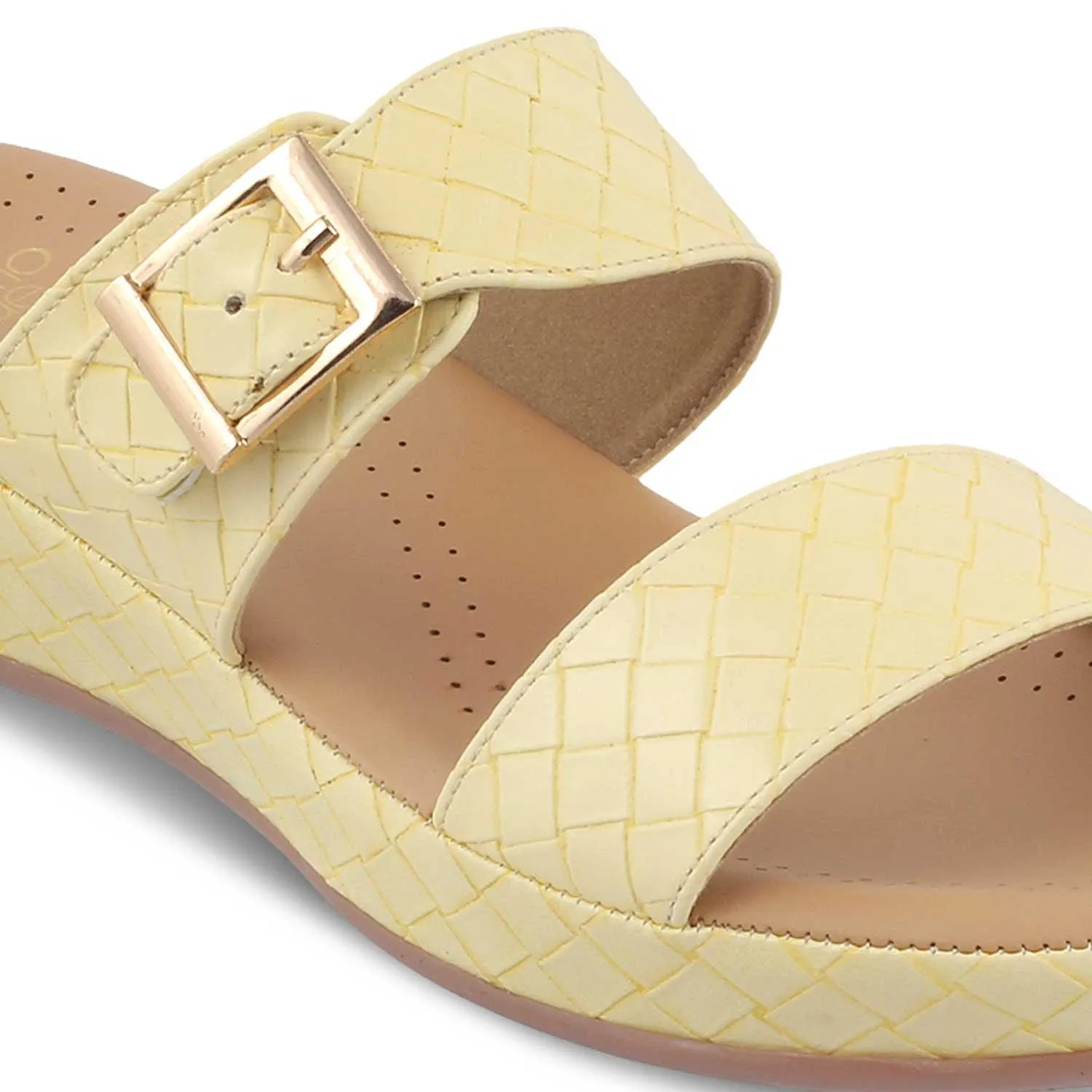 The Argos Yellow Women's Casual Wedge Sandals Tresmode