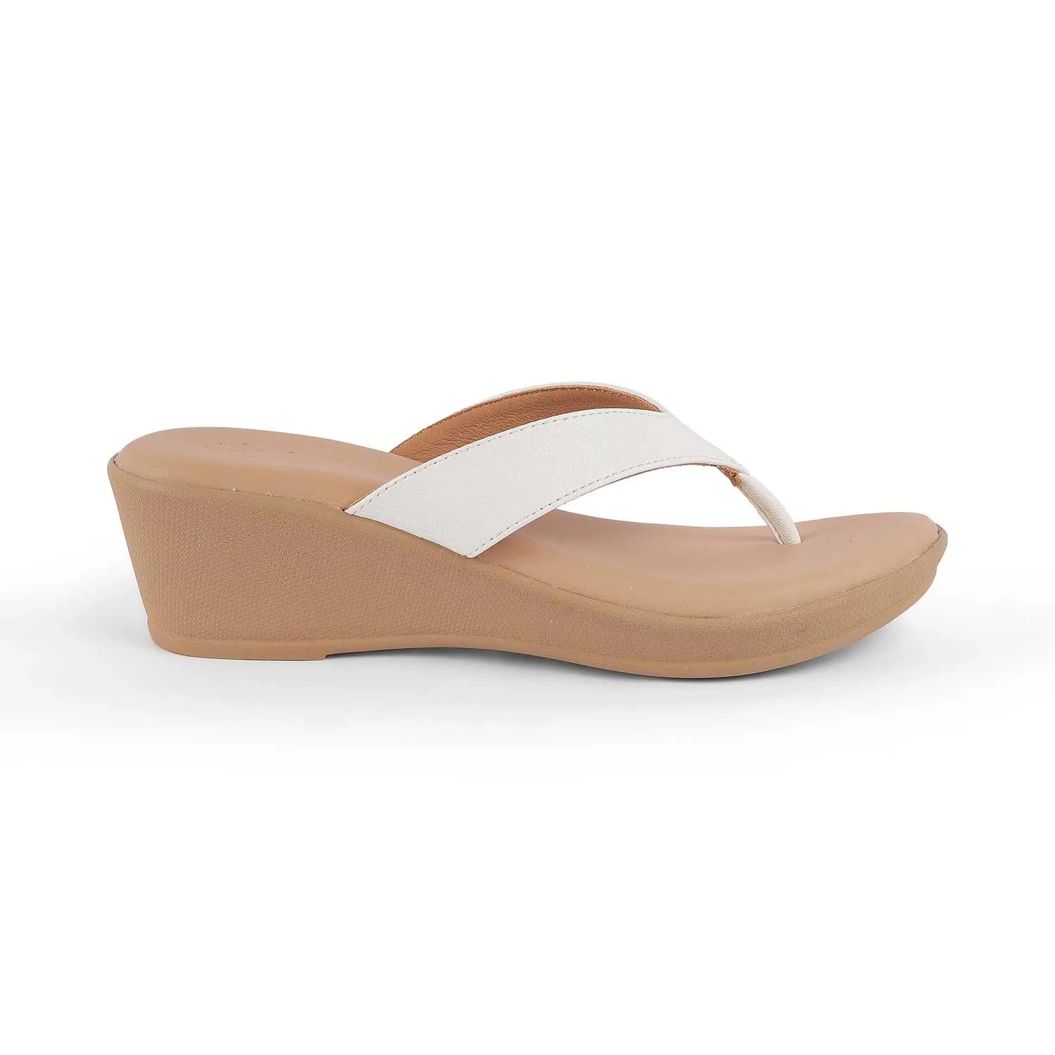 Tresmode Terni White Women's Casual Wedge Sandals