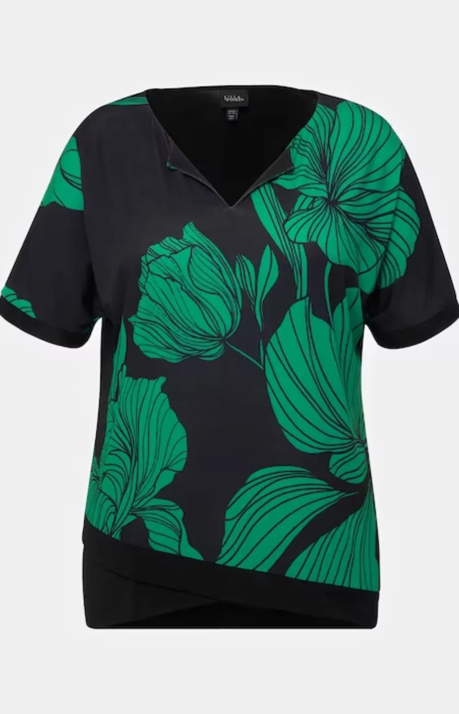 Ulla Popken Flower Print Blouse in Green