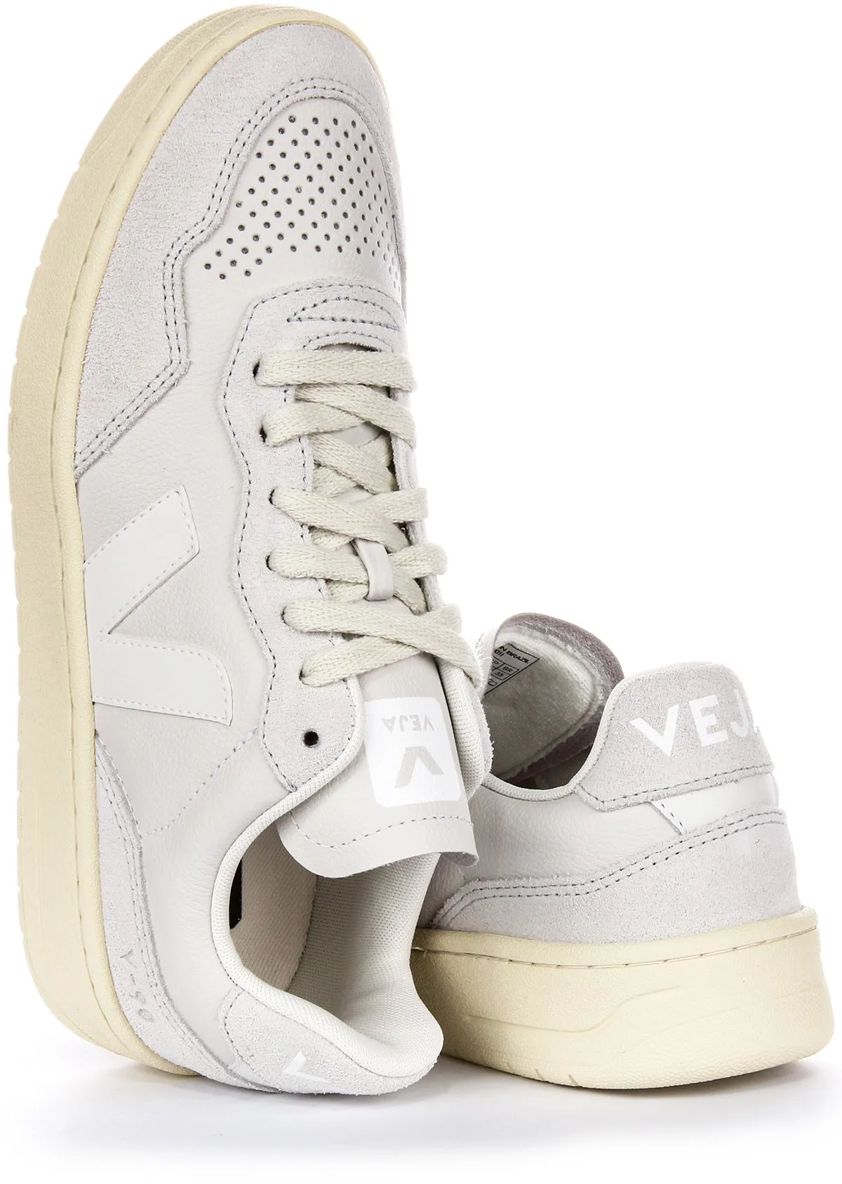 Veja V 90 Leather In Light Grey For Women