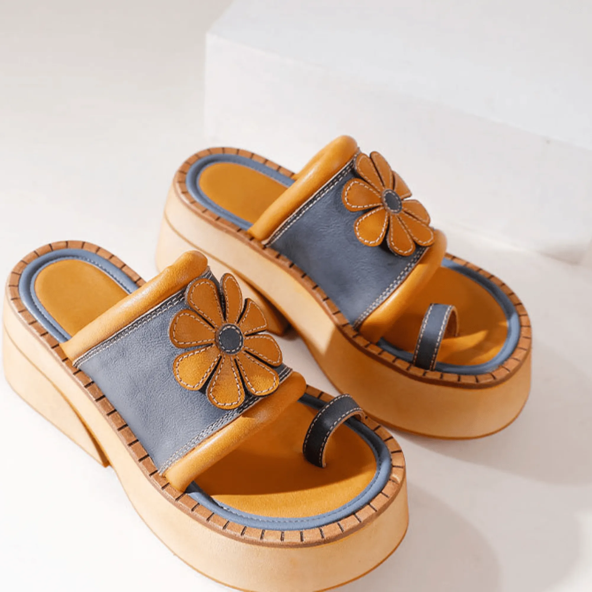 Vintage-inspired Leather Wedges Sandals For Her