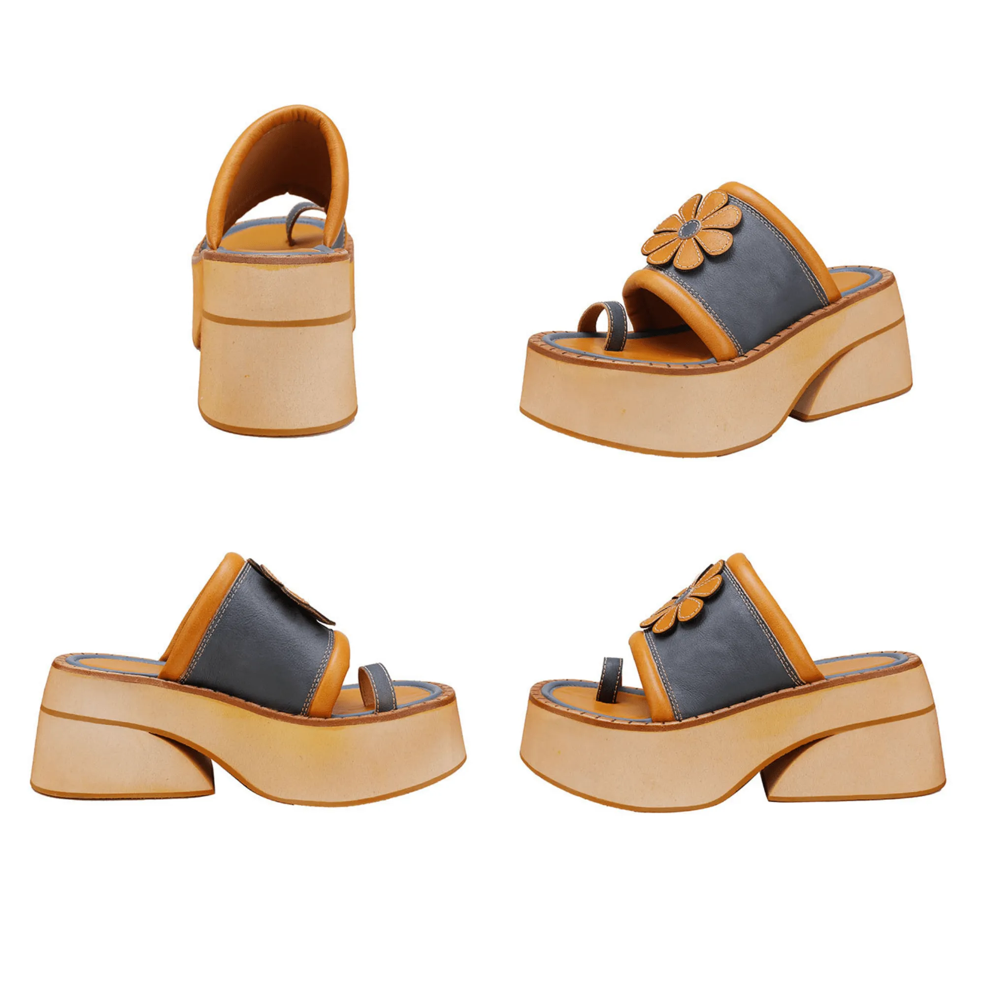 Vintage-inspired Leather Wedges Sandals For Her