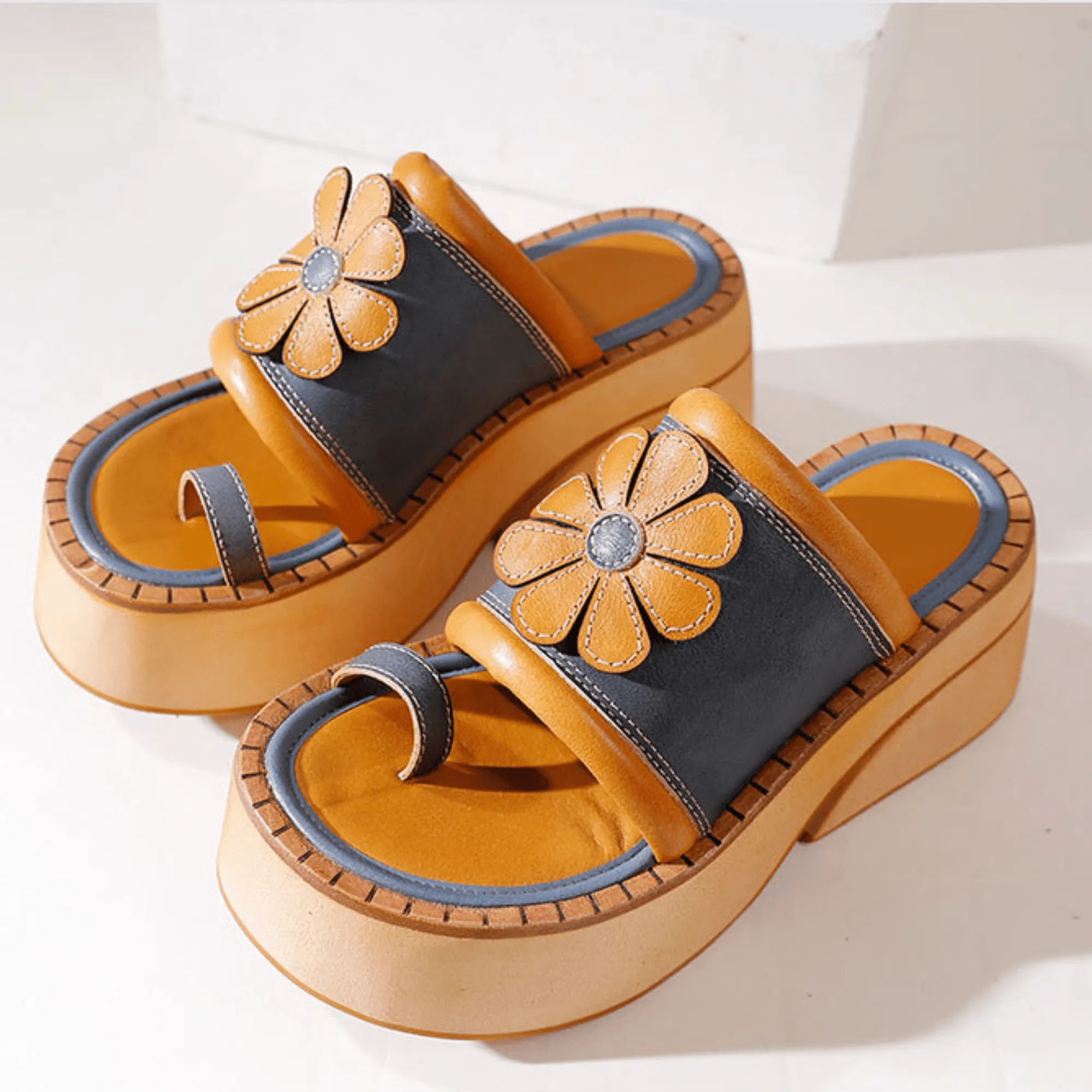 Vintage-inspired Leather Wedges Sandals For Her