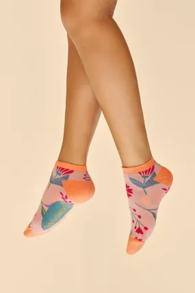 Watercolour Flowers Trainer Socks - Petal