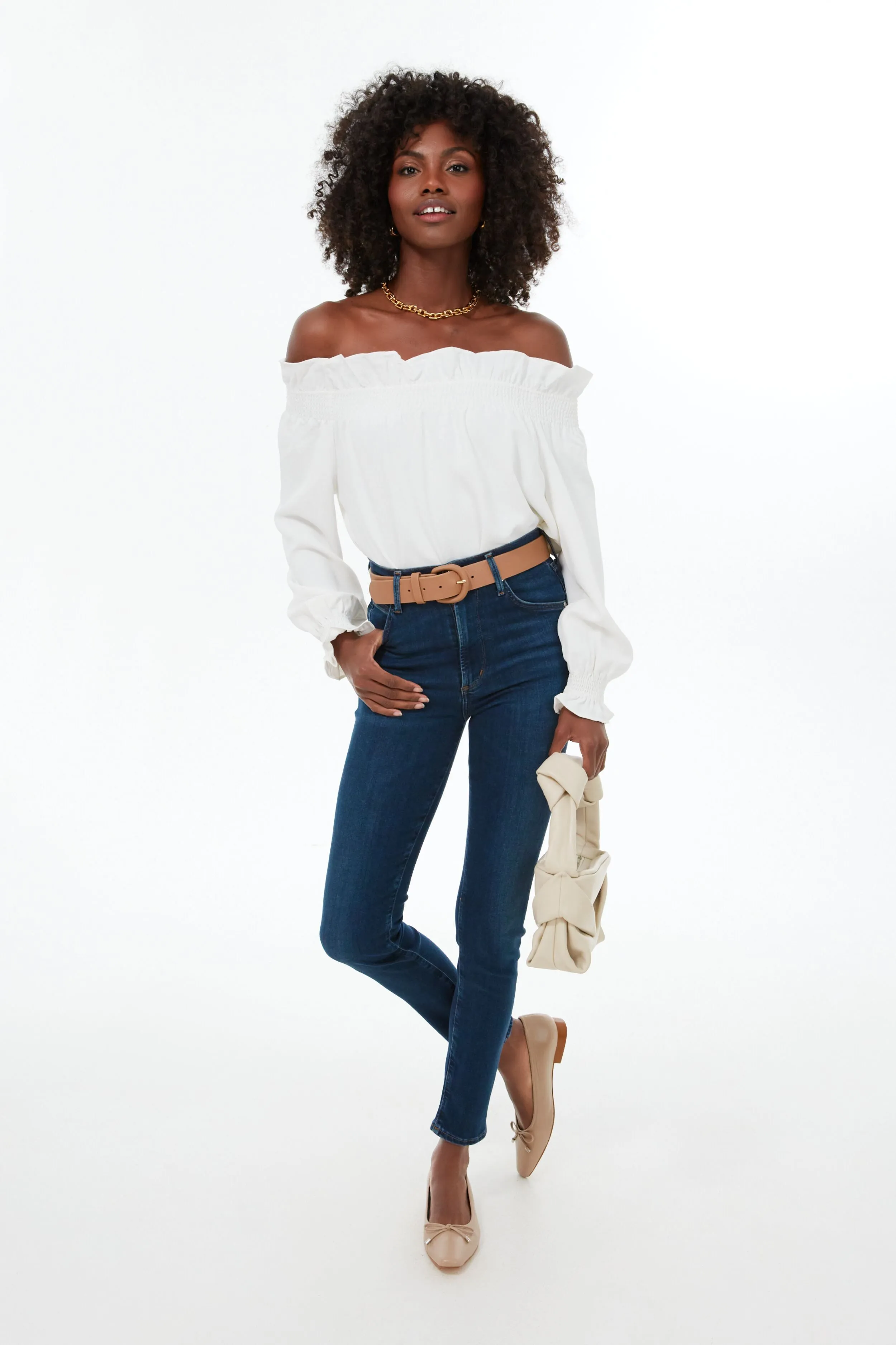 White Off the Shoulder Marguerite Blouse