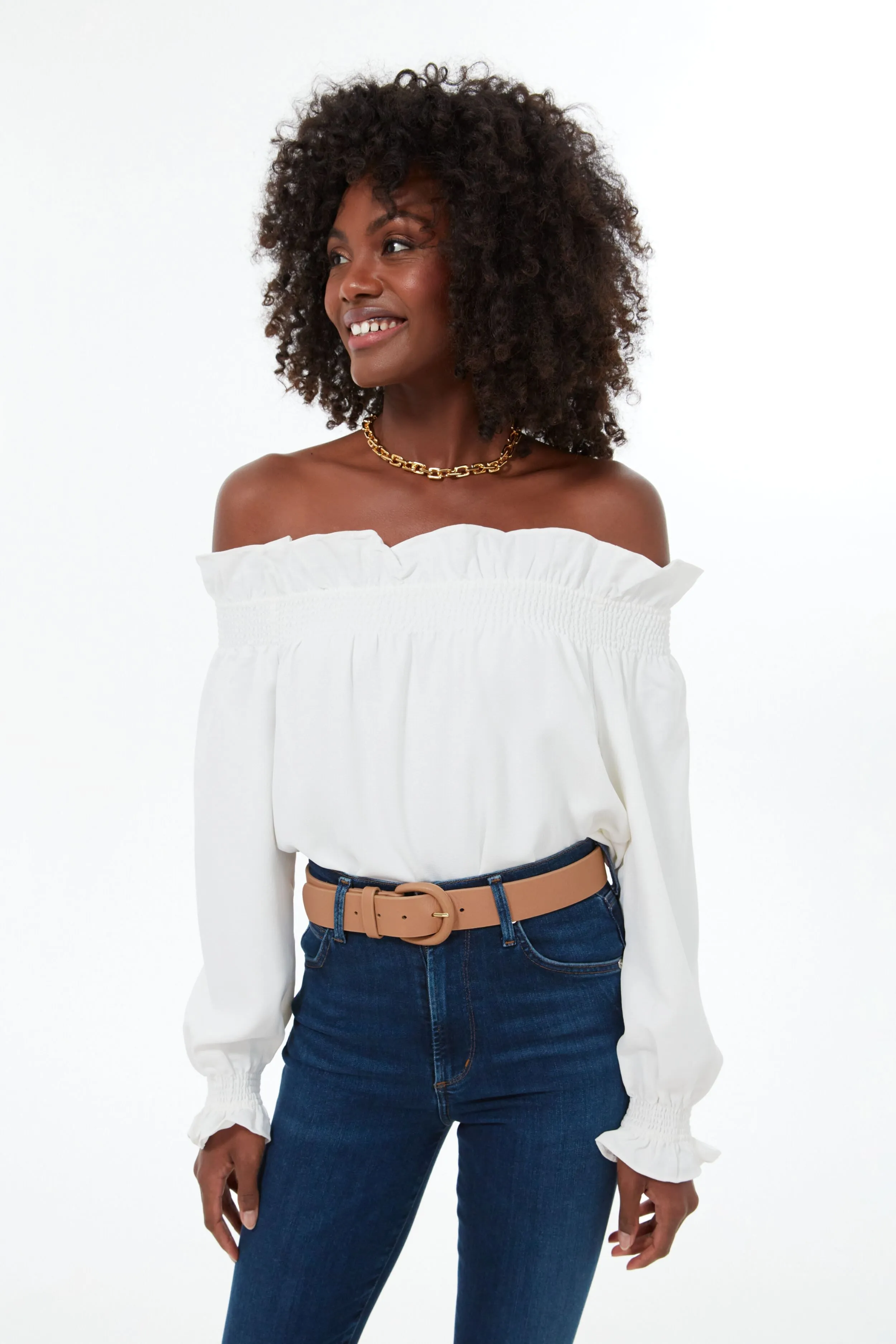 White Off the Shoulder Marguerite Blouse