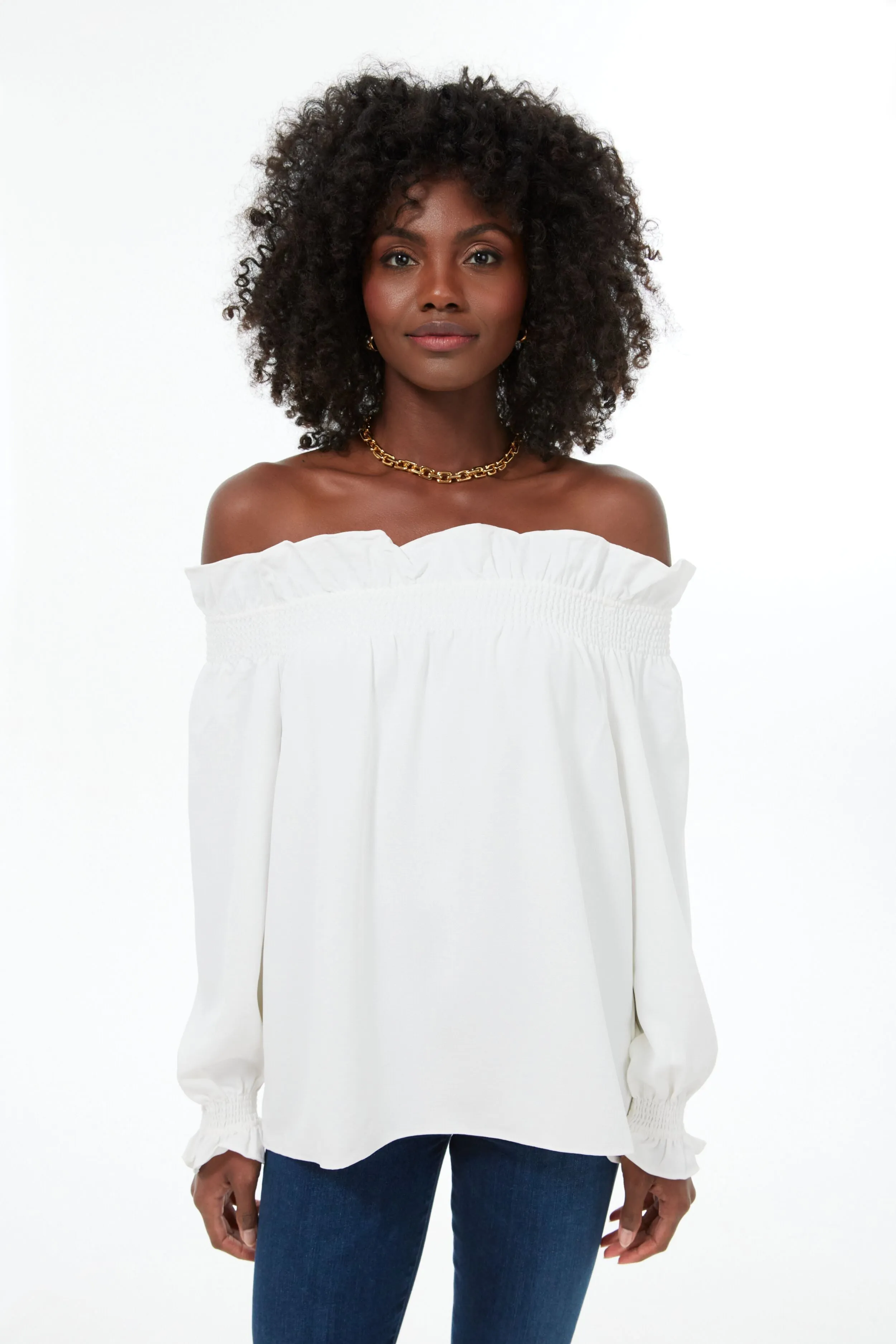 White Off the Shoulder Marguerite Blouse