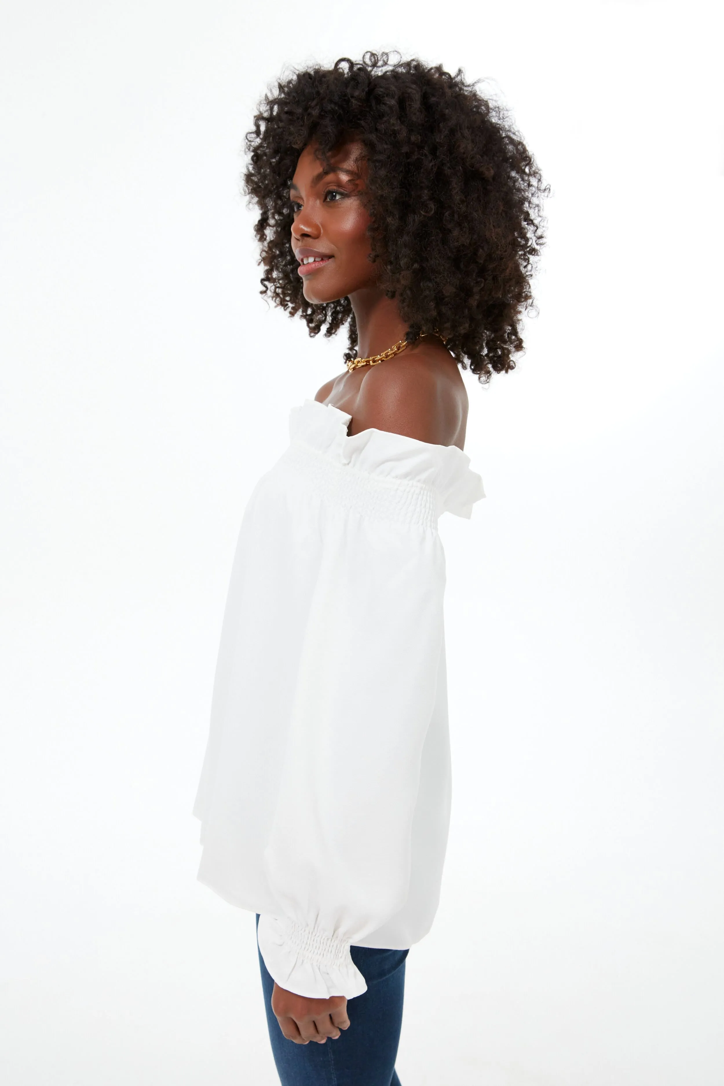 White Off the Shoulder Marguerite Blouse