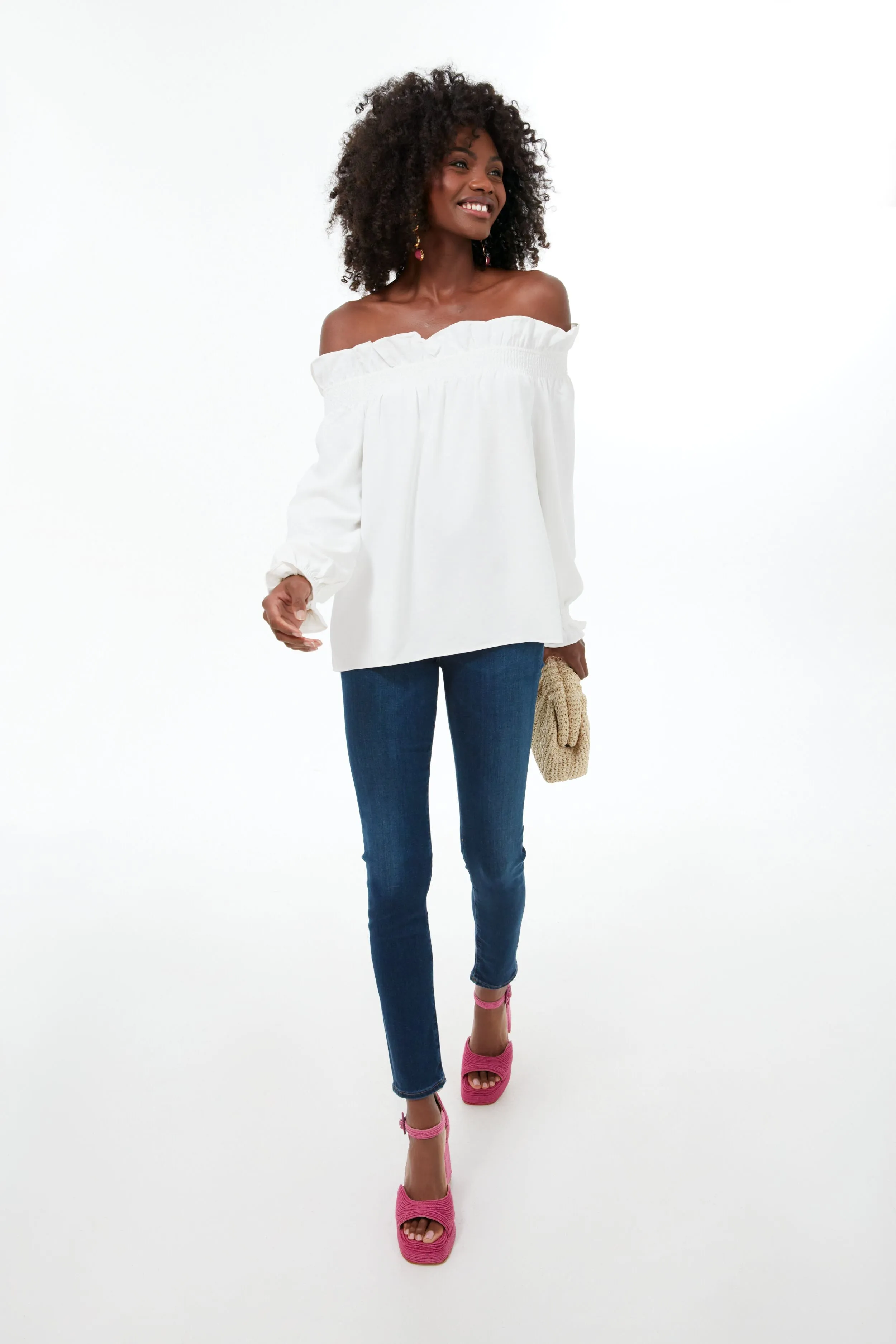 White Off the Shoulder Marguerite Blouse