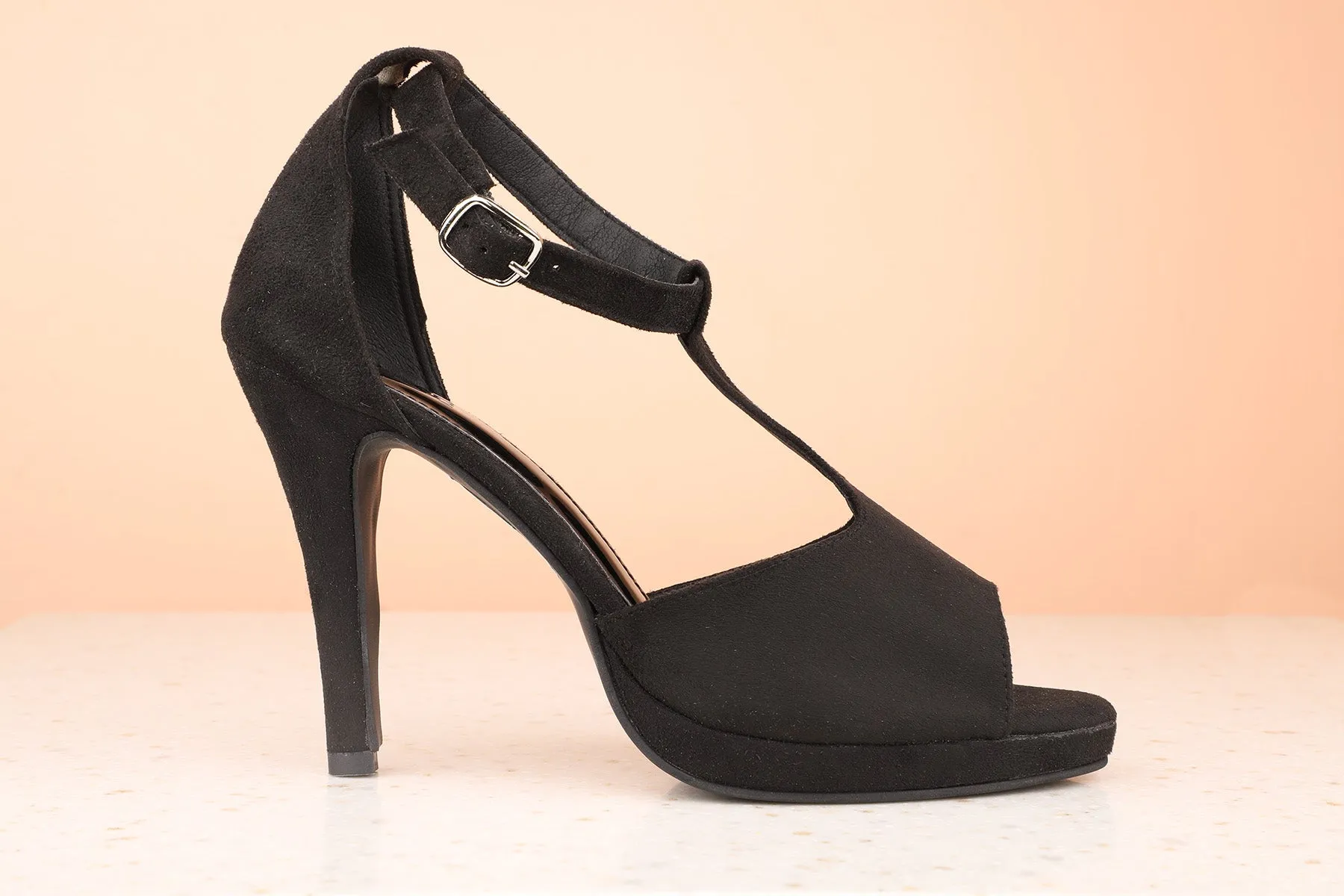 Women Black Party Stiletto Peep Toes