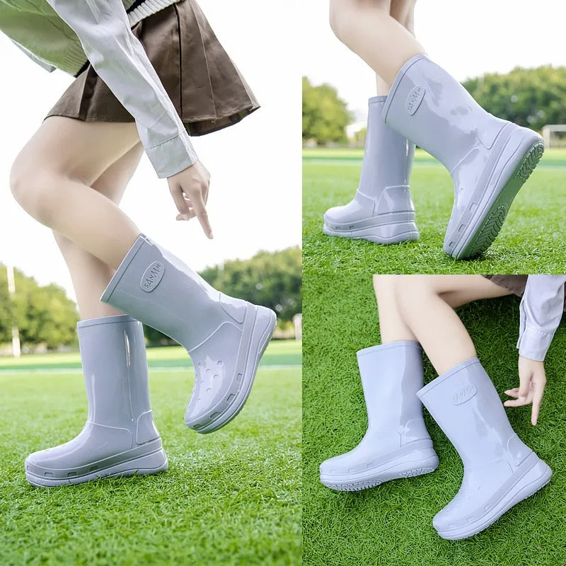 Women Rainboots Outdoor Waterproof Boating Shoes Non-slip Summer Rain Boots - WRB50118