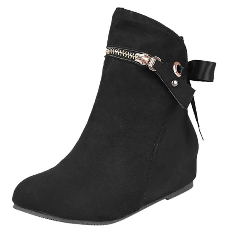 Women Wedges Winter Zipper Casual Boots