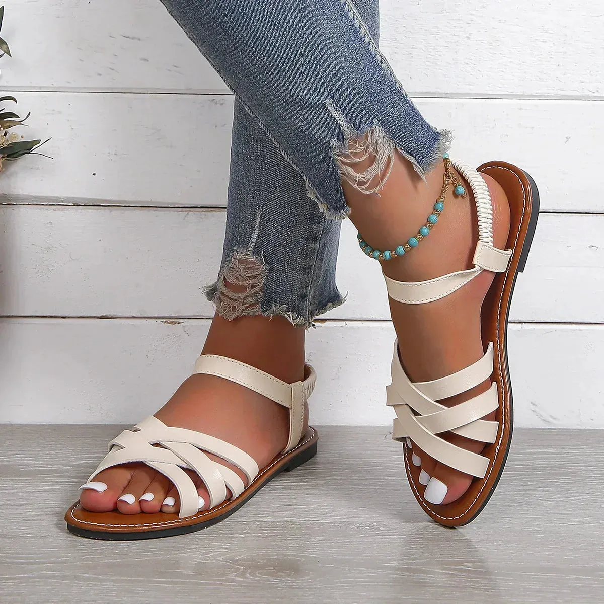 Womens Cross Strap Sandals