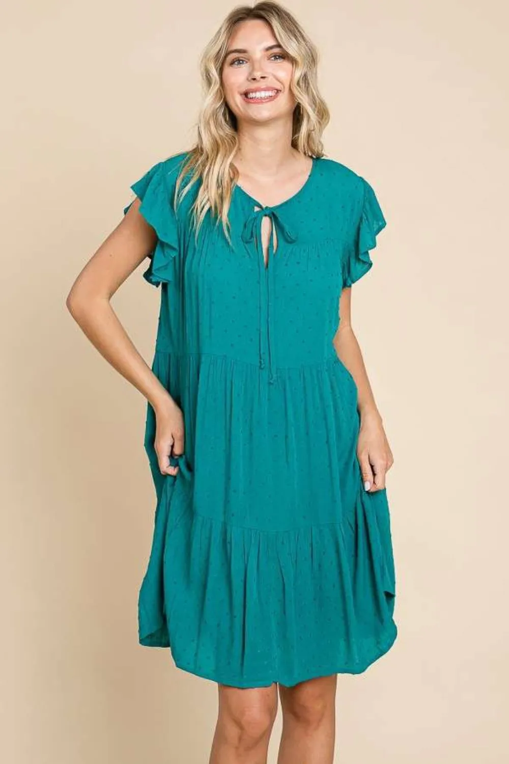 Women's Culture Code Ruffle Cap Sleeve Tiered Dress