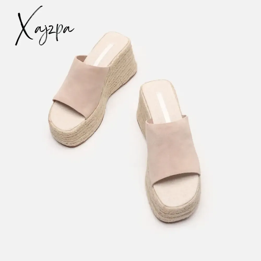 Xajzpa - Summer Wedges Slippers Women Platform High Heels Flip Flop Ladies Outdoor Beach Shoes Braided hemp Rope Wedge Slipper