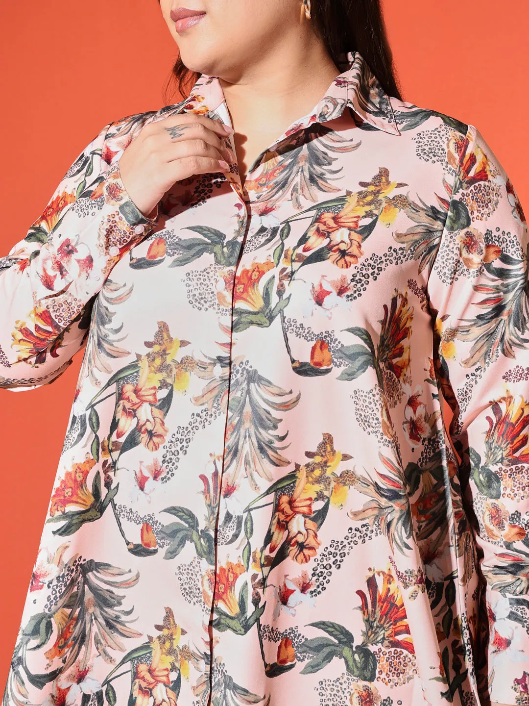 ZEPT - BEIGE PRINTED PLUS SHIRT