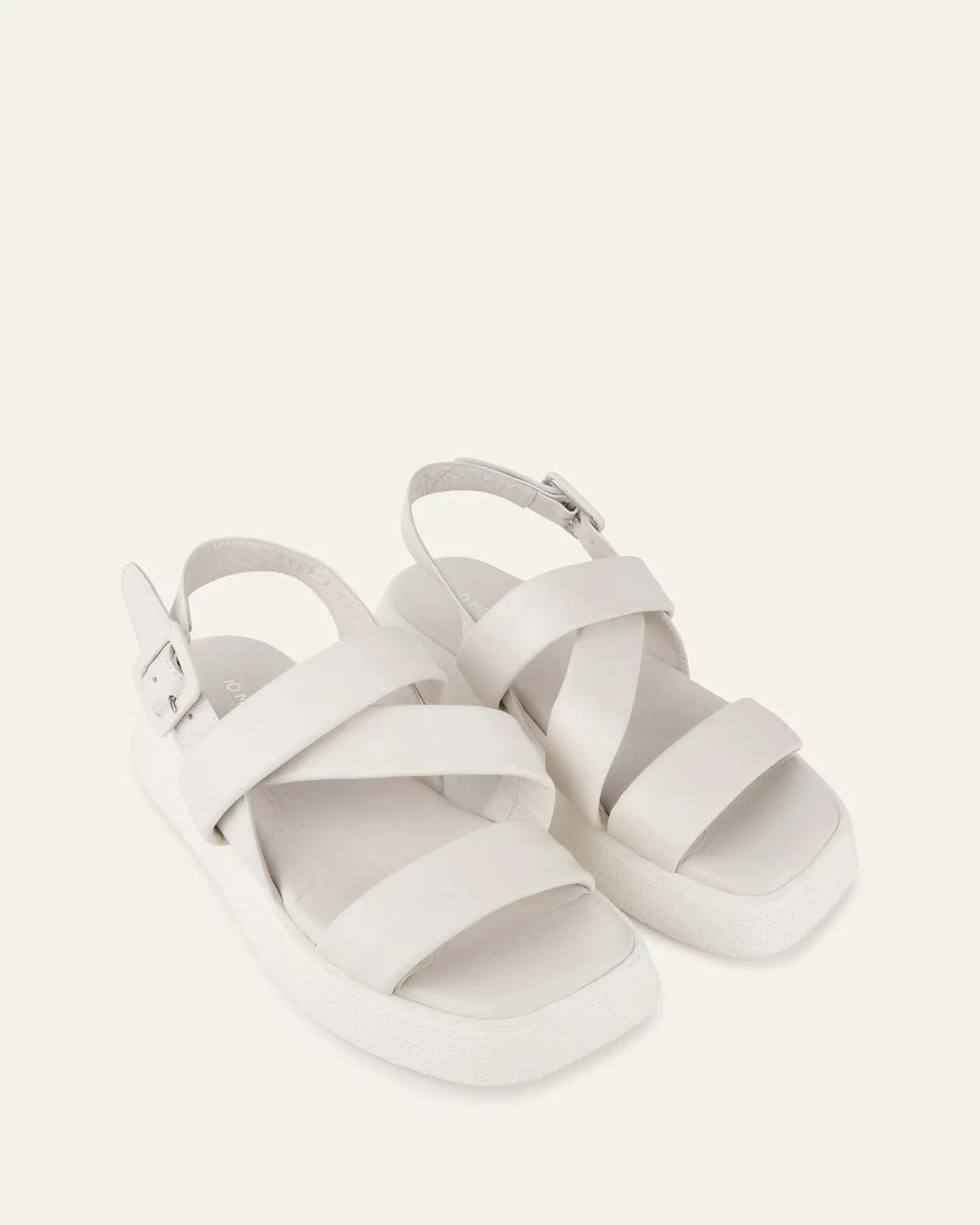 ZIA FLAT SANDALS WHITE LEATHER