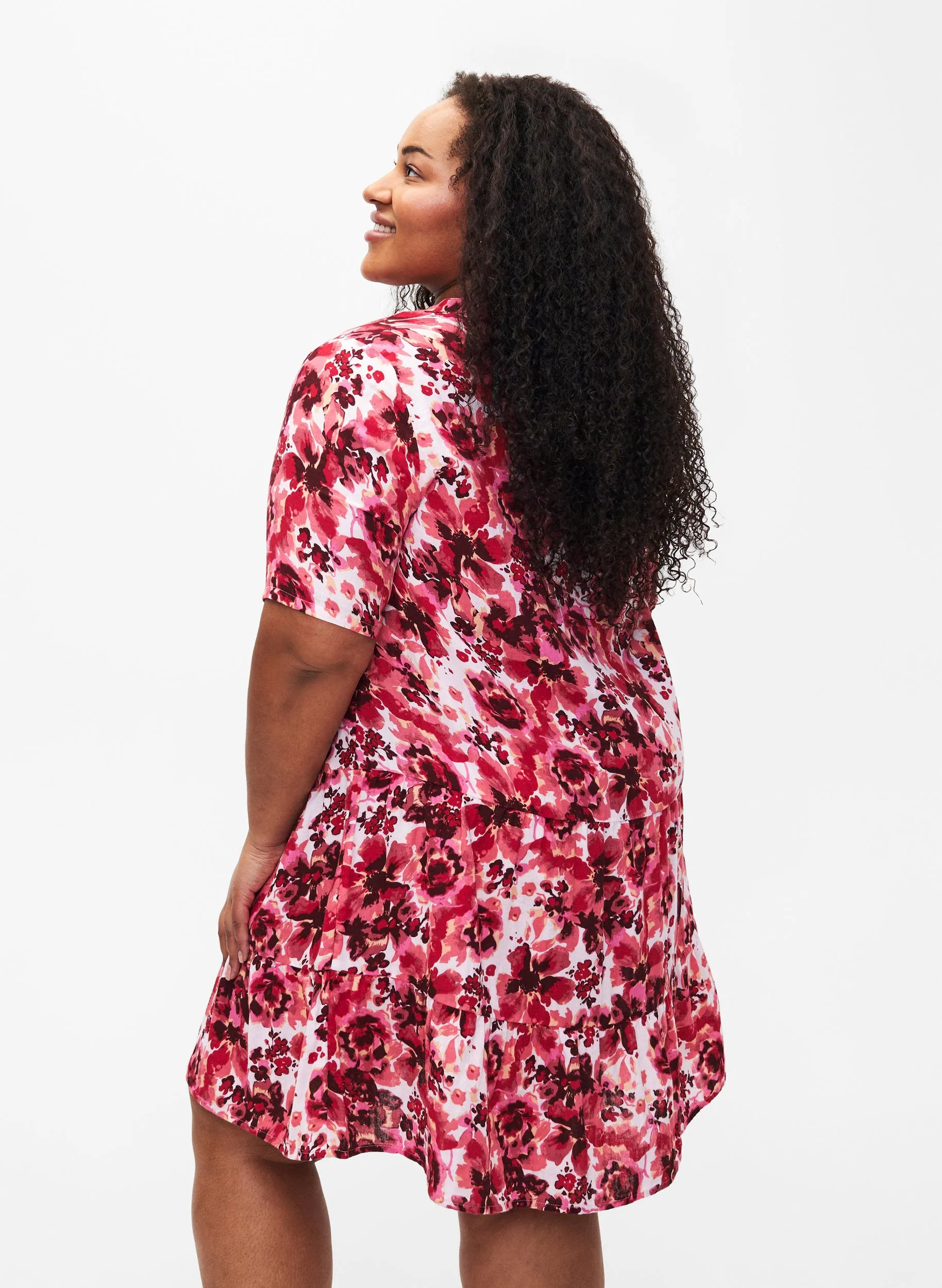 Zizzi Viva Floral Dress in Red